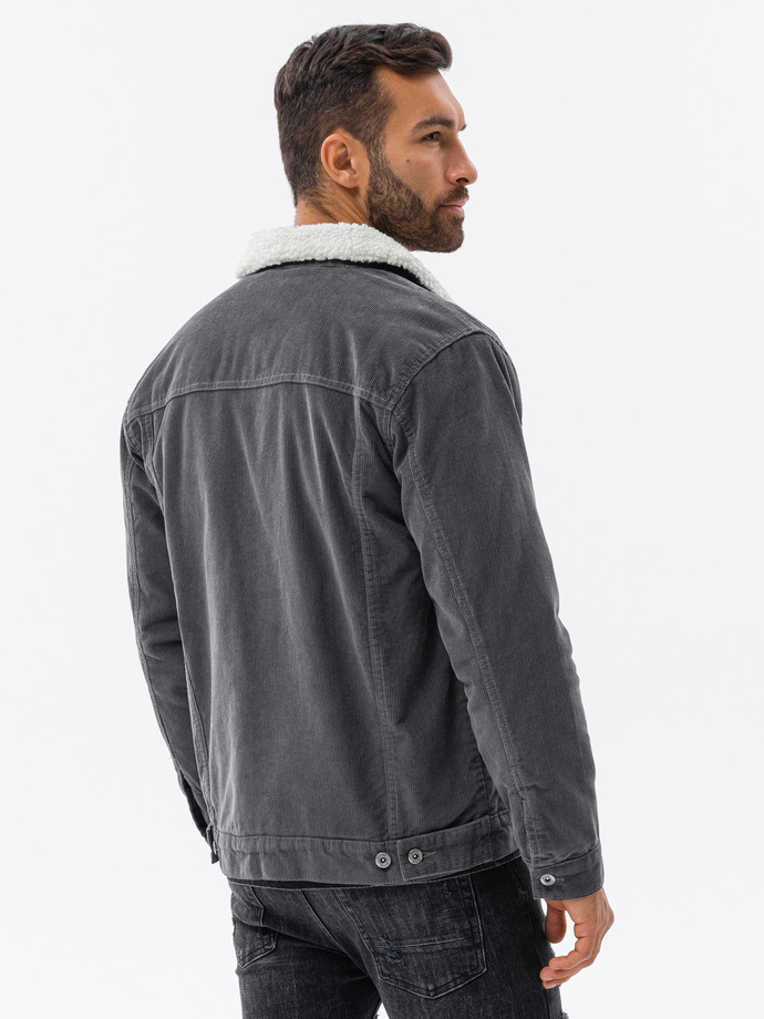 Men's mid-season jacket - dark grey C524