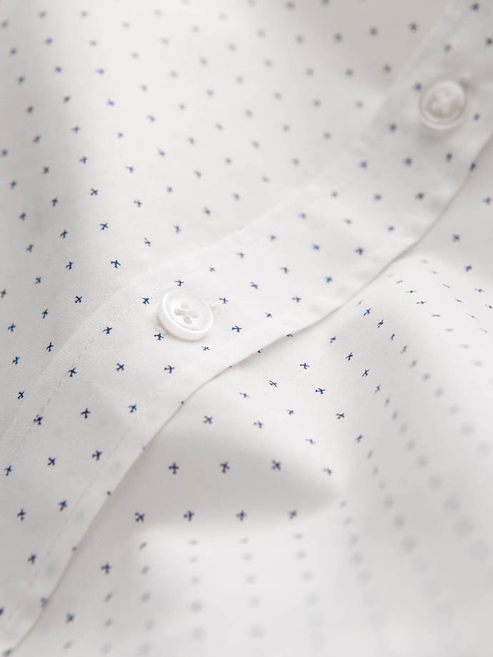 Vyriški klasikiniai medvilniniai SLIM FIT marškiniai su mikro raštu - balti V1 OM-SHCS-0156
