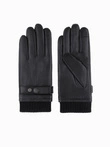 Men's leather gloves with touch function - black V1 OM-ACGL-0128