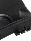 Cizme bărbătești înalte din materiale combinate - negru V1 OM-FOBO-0174