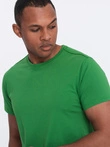 Tricou clasic din bumbac pentru bărbați BASIC - verde V20 OM-TSBS-0146
