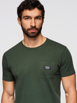 Tricou casual bărbătesc cu buzunar peticit - verde-oliv închis V4 OM-TSCT-0109