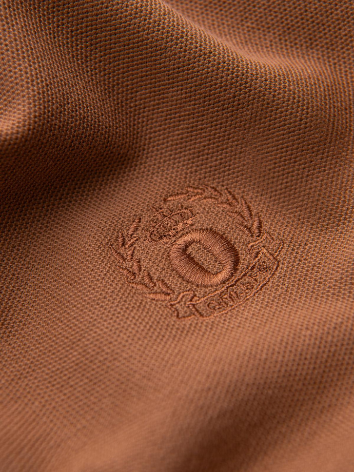 Vyriški BASIC vienspalviai trikotažiniai pique trikotažo polo marškinėliai - rudi V23 OM-POBS-0100