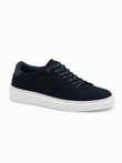 Classic men's soft suede sneaker shoes - navy blue V4 OM-FOCS-0163
