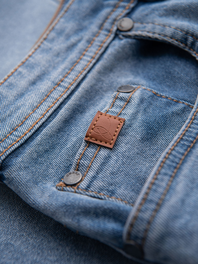 Denim men's shorts with a classic cut - light blue V2 OM-SRDS-0171