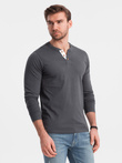 Men's longsleeve with buttons at the neckline - graphite V9 OM-LSCL-0107