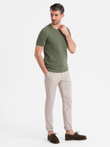 Tricou polo BASIC BASIC pentru bărbați, o singură culoare, din tricot piqué - verde neon V25 OM-POBS-0100