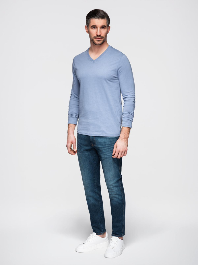 Men's unprinted longsleeve with a crew neckline - blue denim V9 OM-LSBL-0108 