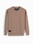 Men's RELAXED FIT sweatshirt with embossed letters - brown V3 OM-SSNZ-0164