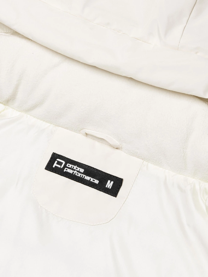 Men's winter jacket with detachable hood - cream V2 OM-JAHP-0150