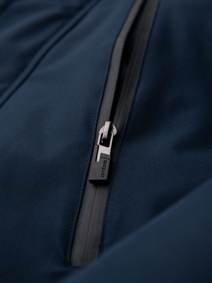 Vyriška žieminė striukė "Alaskan" su nuimamu kailiu nuo gobtuvo - tamsiai mėlyna V1 OM-JALJ-0148