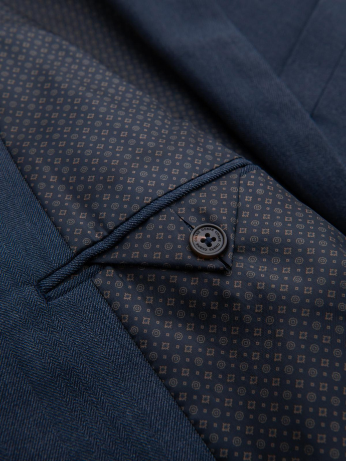 Elegant men's SLIM FIT jacket with rayon - dark blue V3 OM-BLZB-0135