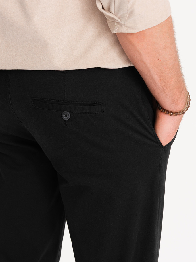 Pantaloni chino pentru bărbați cu talie decorativă - negru V1 OM-PACP-0118