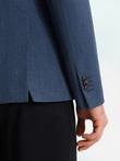 Elegantiška vyriška SLIM FIT striukė su rajono audiniu - tamsiai mėlyna V3 OM-BLZB-0135