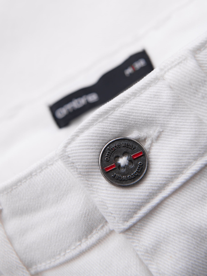 Pánské džínové šortky s ohrnutou nohavicí - bílé V1 OM-SRDS-0162