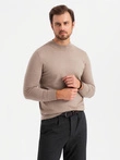 Tricot bărbătesc cu guler înalt cu viscoză - bej închis V3 OM-SWTN-0125
