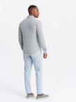 Pánska pletená košeľa SLIM FIT s dlhým rukávom - sivá V5 OM-SHCS-0177
