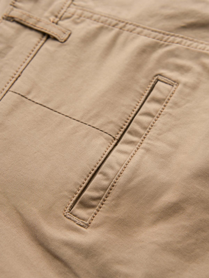 Classic men's chino shorts with rolled up leg - beige V11 OM-SRCS-0197