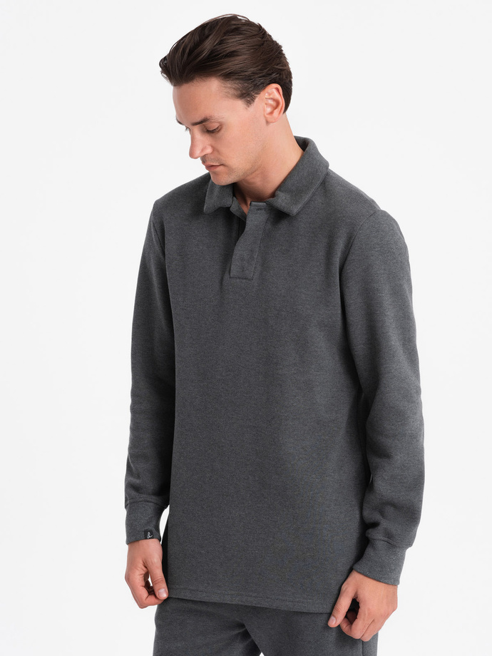 Set trening pentru bărbați bluză de trening cu guler polo + pantaloni - grafit melange V1 Z71