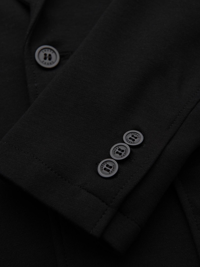 Jachetă bărbătească SLIM tricotată cu textură subtilă - negru V2 OM-BLZB-0101
