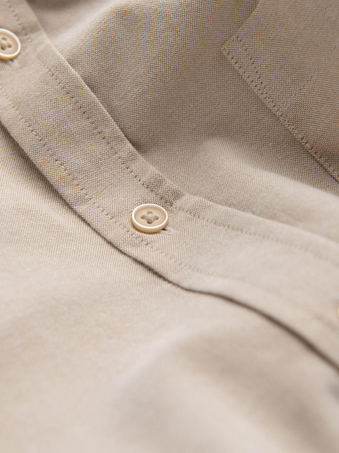Men's REGULAR FIT cotton shirt with pocket - beige V1 OM-SHOS-0153