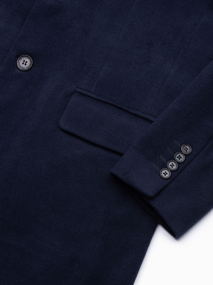 Men's classic single-breasted coat - navy blue V1 C432