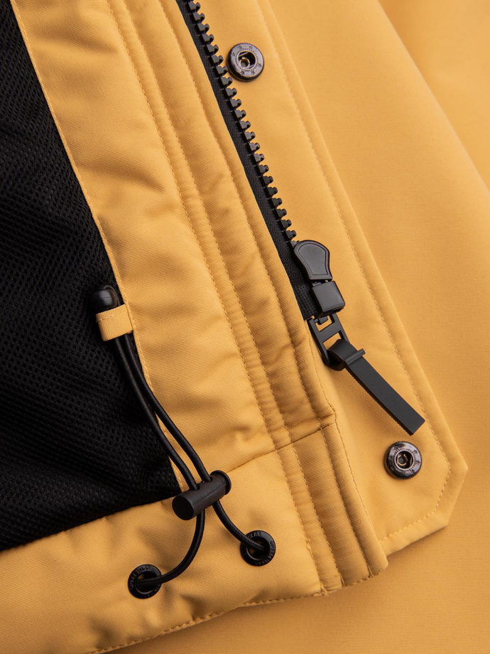 Jachetă izolată lungă pentru bărbați cu elemente reflectorizante - galben V2 OM-JALJ-0169