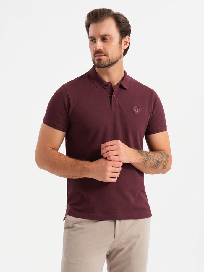 BASIC men's cotton polo t-shirt set - white/maroon/dark blue V4 OM-POBS-0133