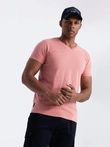 BASIC men's classic cotton tee-shirt with a v-neck - pink V7 OM-TSBS-0145