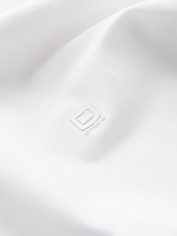 Vyriški SLIM FIT marškinėliai su apvalia iškirpte ir logotipu - balti V1 OM-TSCT-0220