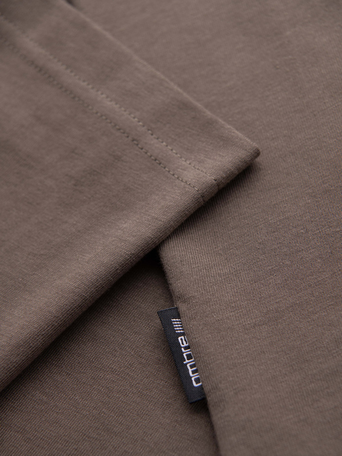 Men's cotton t-shirt with printed pocket - dark olive V1 OM-TSPT-0227