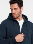 BASIC men's cotton stretch sweatshirt - navy blue V1 OM-SSBZ-0160