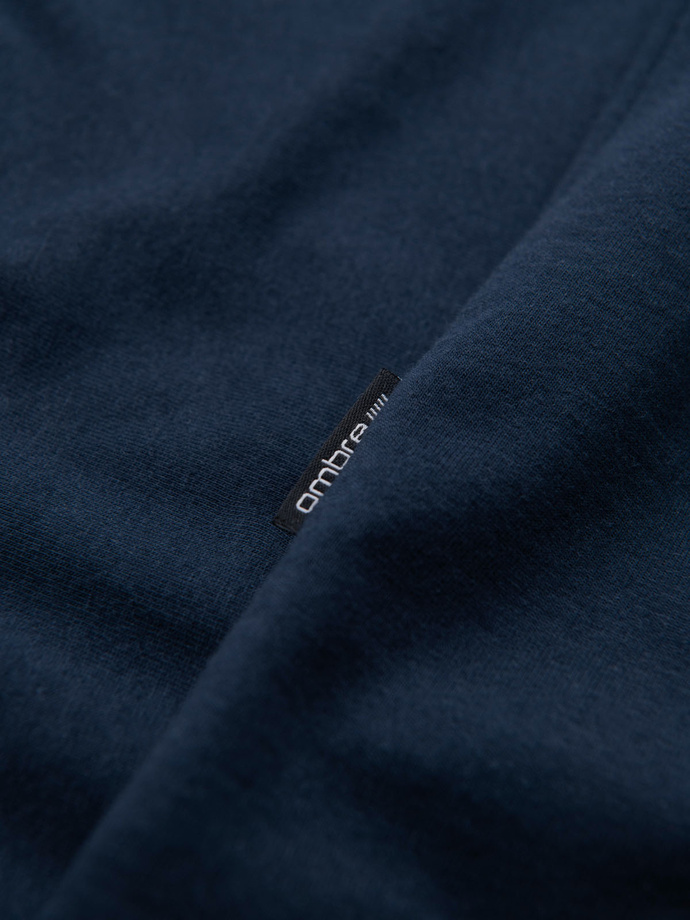 Men's BASIC classic cotton T-shirt with a v-neck - navy blue V2 OM-TSBS-0237