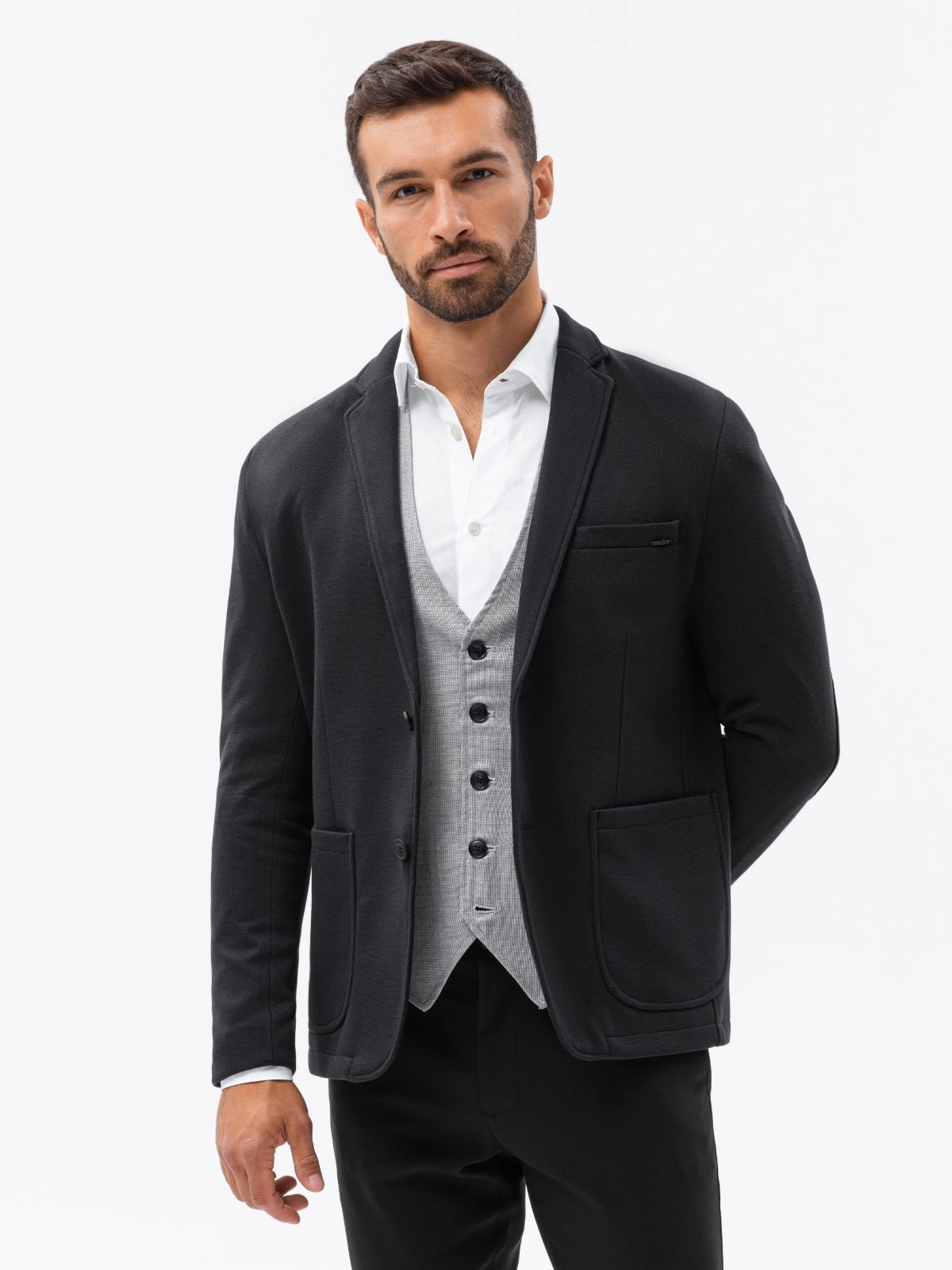 Men s casual blazer jacket black M56 Ombre Men s clothing online