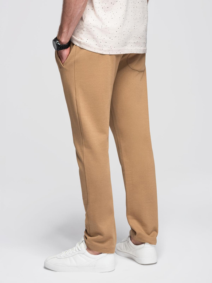 Men's sweatpants with unlined leg - brown V2 OM-PABS-0206