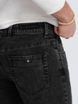 Pantaloni bărbătești slim fit din denim cu cusături la genunchi - negru V2 OM-PADP-0109