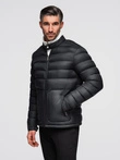 Men's quilted classic jacket with stand-up collar - black V1 OM-JALP-0261