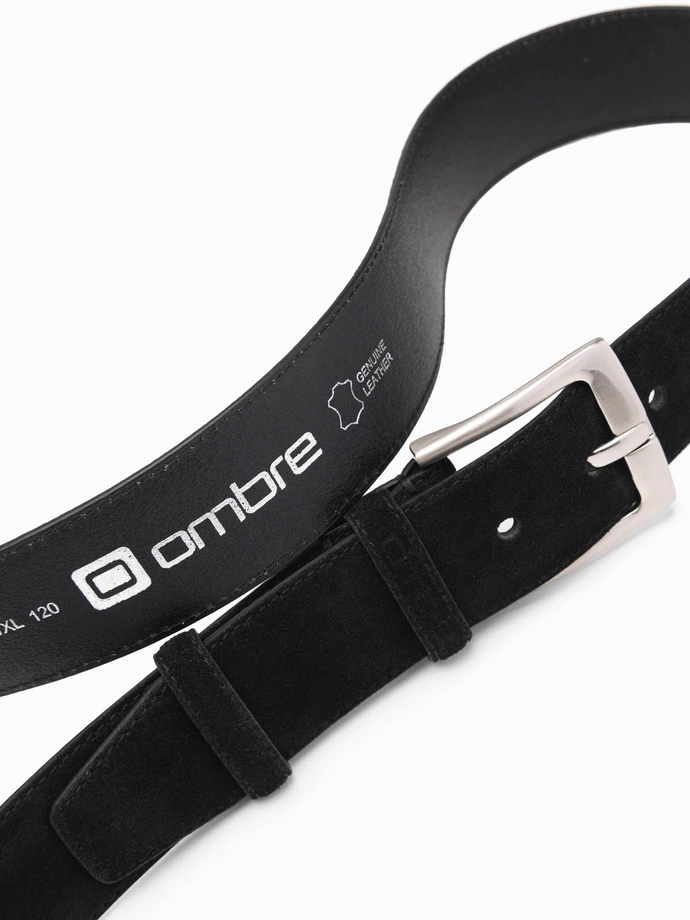 Vienspalvis vyriškas natūralios zomšos diržas - juodas V1 OU-ACBE-0112