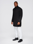 Fitted structured men's high collar coat - black V1 OM-COWC-0136