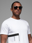 Men's cotton jersey t-shirt with large side lettering - white V2 OM-TSPT-0213