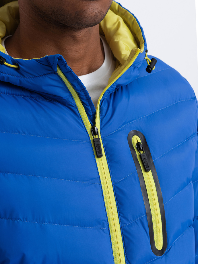 Men's quilted sports jacket - blue V4 OM-JALP-0118
