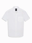 Men's short-sleeved linen-cotton shirt with pocket - broken white V1 OM-SHSS-0167