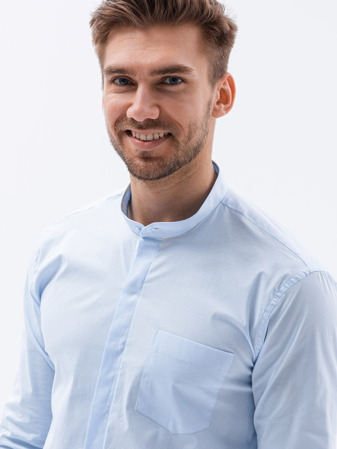 Men's elegant shirt with long sleeves - light blue K307