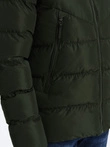 Men's winter jacket with unusual quilting - dark green V2 OM-JAHP-0127