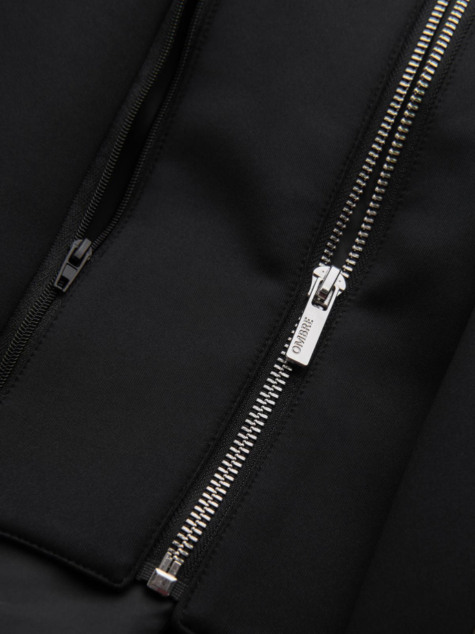 Pánská bunda s odnímatelnou podšívkou a kapucí - černá V1 OM-BLZB-0126