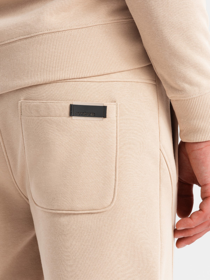 Vyriškas BASIC medvilninis džemperis, džemperis ir sportiniai marškinėliai - smėlio spalvos V6 Z84