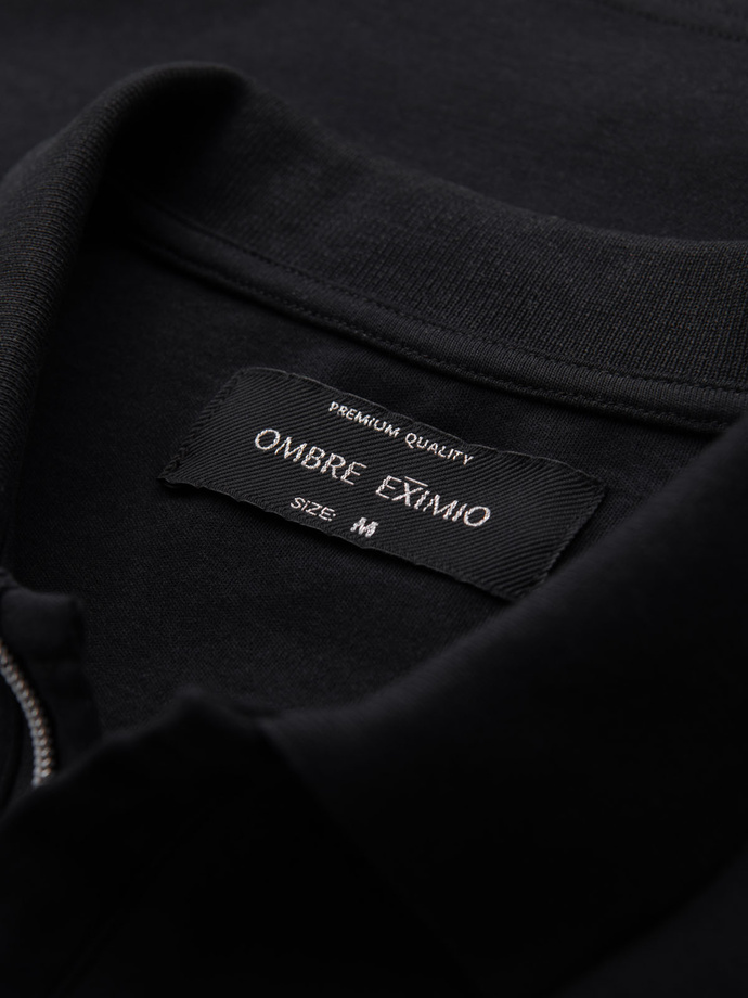 Pánská polokošile s výstřihem na zip - černá V6 OM-POSS-0148