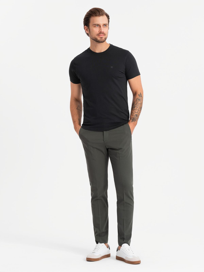 Pánské tričko SLIM FIT s kulatým výstřihem a logem - černé V3 OM-TSCT-0220