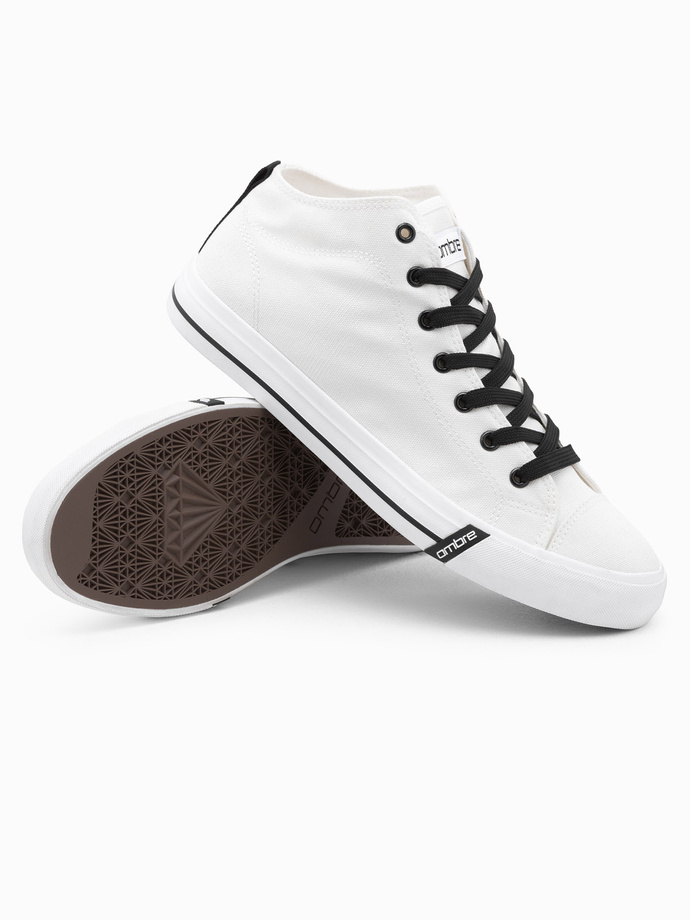 Men's shoes sneakers with contrasting elements - white V1 OM-FOTH-0125