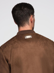 Men's imitation suede bomber jacket - brown V1 OM-JAFL-0232